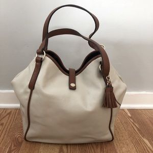 Tommy Hilfiger Winter White Leather Hobo Bag